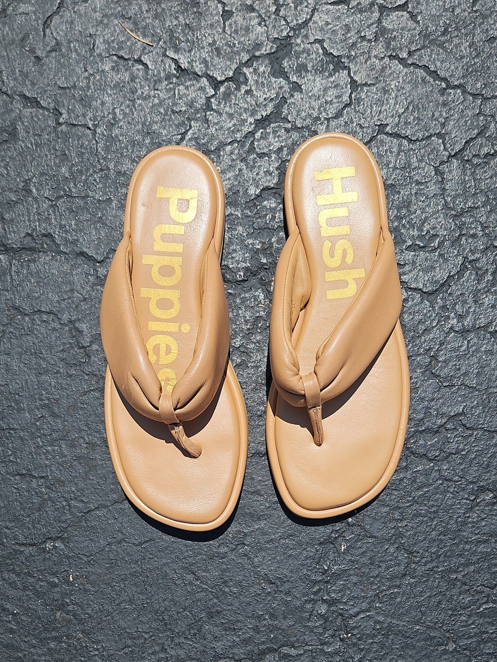 Hush Puppies Tan Padded Thong Sandals